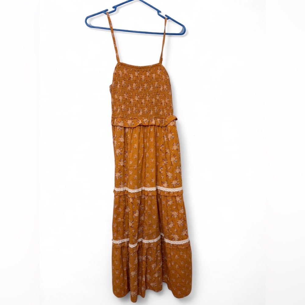 Women’s Tiered Floral Maxi Dress - Mustard
